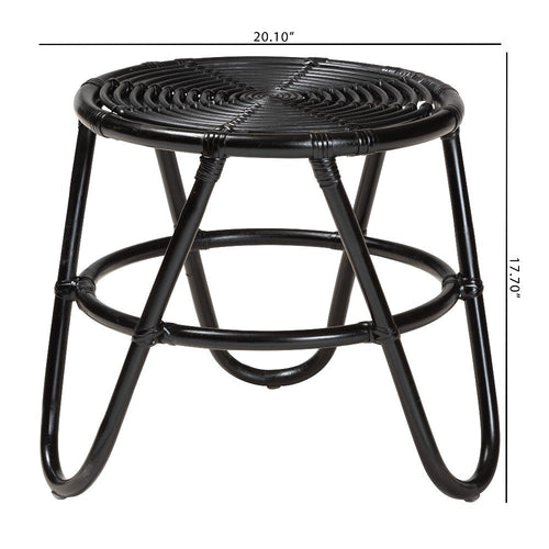 bali & pari Pertessa Modern Bohemian Black Finished Rattan End Table