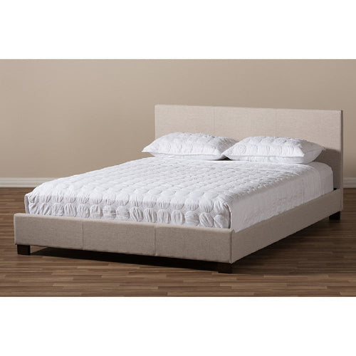 Baxton Studio Elizabeth Modern and Contemporary Beige Fabric Upholstered Panel-Stitched Full Size Platform Bed