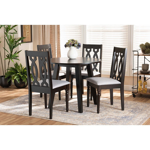 Baxton Studio Imogen Modern and Contemporary Grey Fabric Upholstered and Dark Brown Finished Wood 5-Piece Dining Set