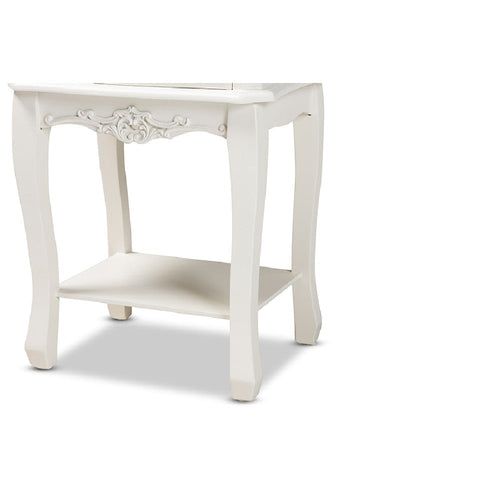 Baxton Studio Amalie Antique French Country Cottage Two-Tone White and Oak Finished 2-Drawer Wood End Table