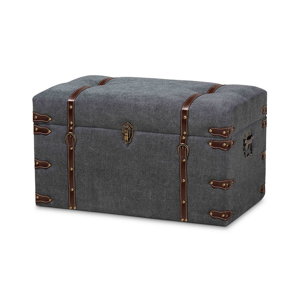 Baxton Studio Palma Modern and Contemporary Transitional Grey Fabric Upholstered Storage Trunk Ottoman WHI-JY20A10L-Grey-Trunk-Otto
