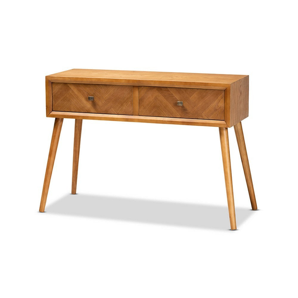 Baxton Studio Mae Mid-Century Modern Natural Brown Finished Wood 2-Drawer Console Table WHI-JY20A151-Console