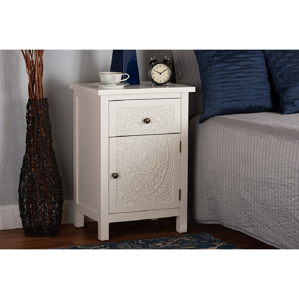 Baxton Studio Lambert Classic and Traditional White Finished Wood 1-Drawer End Table WHI-JY20B083-White-ET