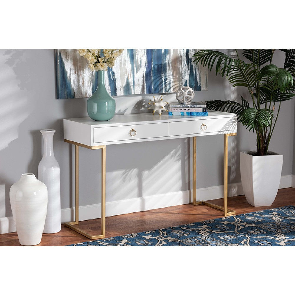 Buy Beagan White Gold Console Table | Free Shipping – Casagear
