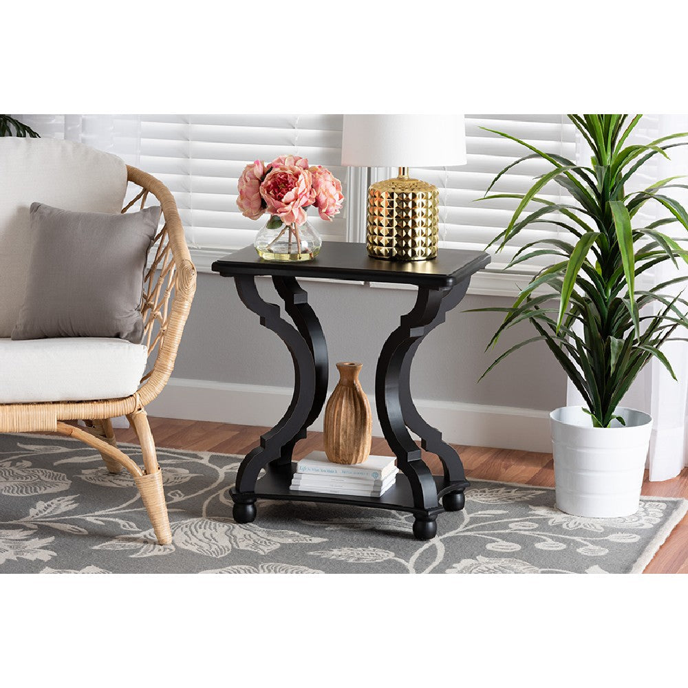 Baxton Studio Cianna Classic and Traditional Black Wood End Table WHI-JY21A025-Black-Wooden-ET