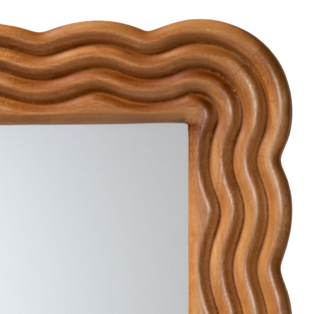 Baxton Studio Acantha Modern Walnut Brown Scallop-framed Accent Mirror WHI-JY23A380-Mirror