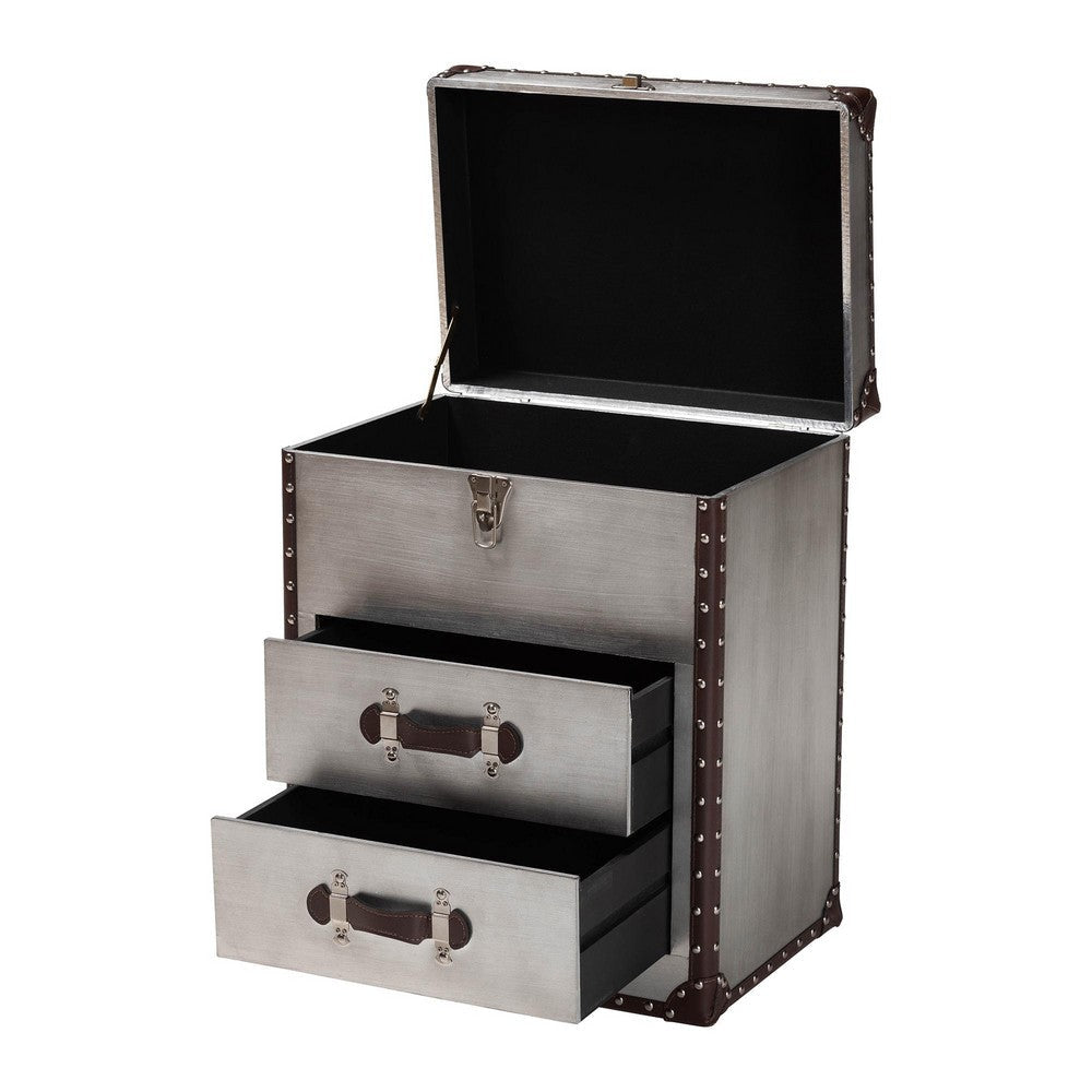 Baxton Studio Calidore Vintage Silver Metal 2-Drawer End Table WHI-JY24A012-Wooden-ET