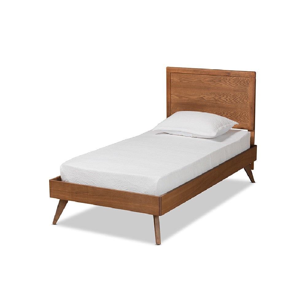 Baxton Studio Jiro Mid-Century Modern Walnut Brown Finished Wood Twin Size Platform Bed WHI-Jiro-Ash-Walnut-Twin