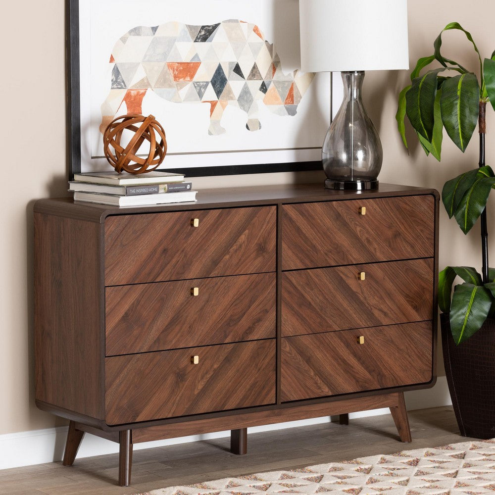 buy modern dresser Buy Markell Walnut Brown Wood 6-Drawer Dresser