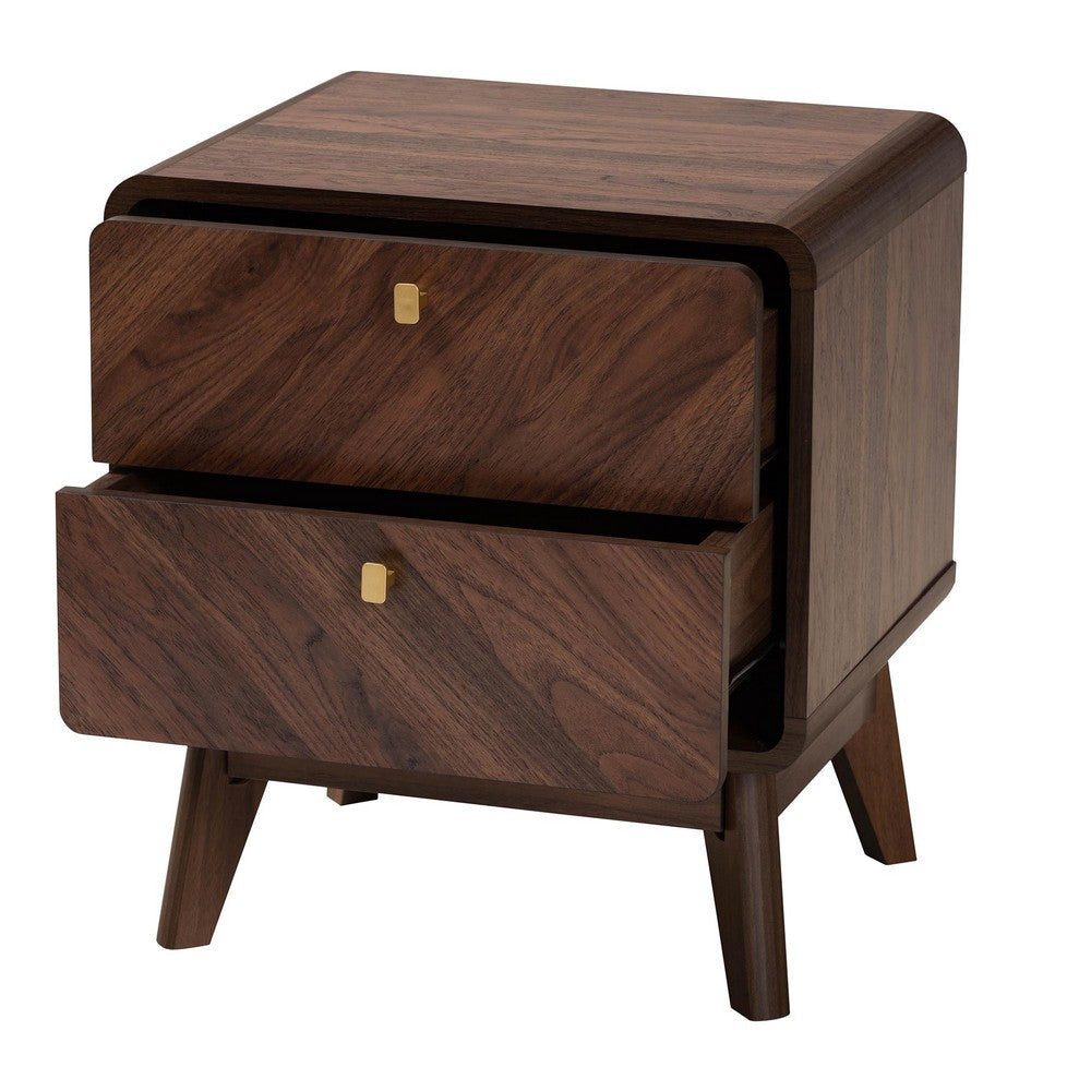 Baxton Studio Markell Mid-Century Transitional Walnut Brown Finished Wood 2-Drawer Nightstand WHI-LV44ST4424WI-CLB-NS