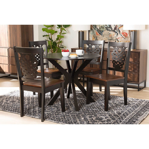 Baxton Studio Liese Modern and Contemporary Transitional Two-Tone Dark Brown and Walnut Brown Finished Wood 5-Piece Dining Set