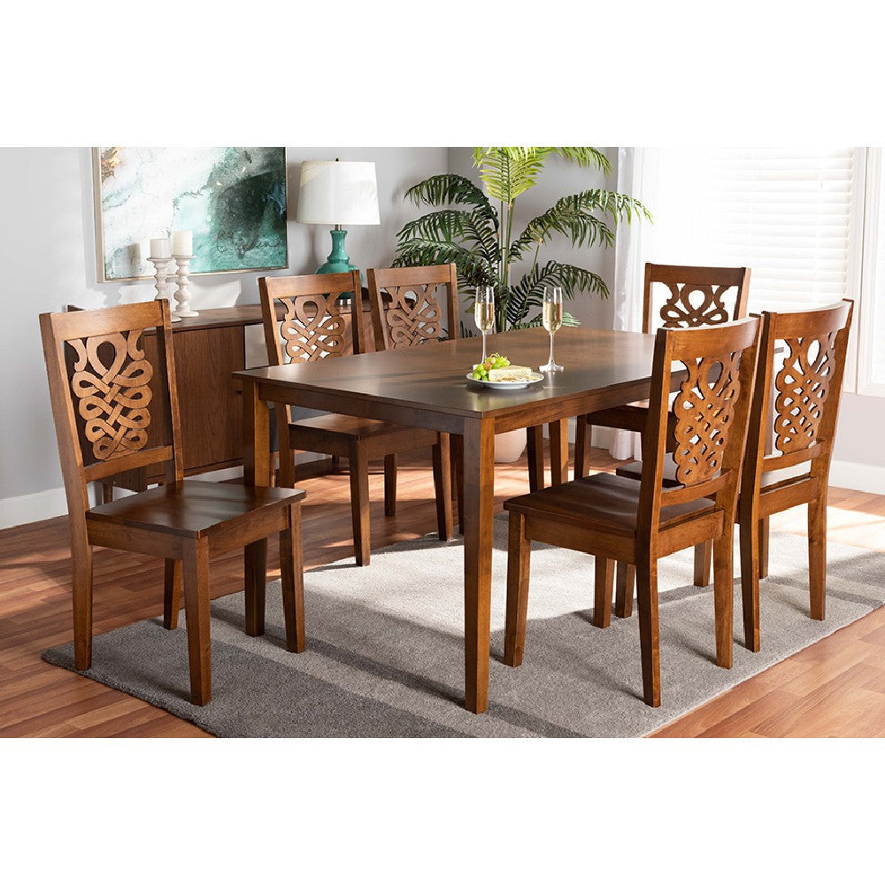 Baxton Studio Luisa Modern and Contemporary Transitional Walnut Brown Finished Wood 7-Piece Dining Set WHI-Luisa-Walnut-7PC-Dining-Set