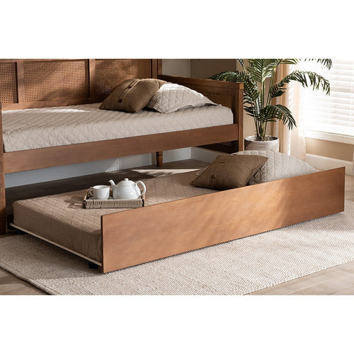 Baxton Studio Toveli Modern and Contemporary Ash Walnut Finished Twin Size Trundle Bed