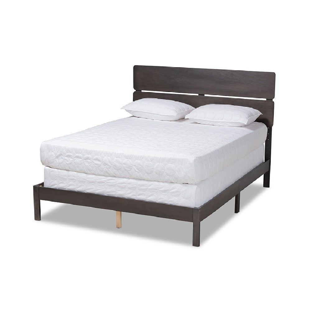 Baxton Studio Anthony Modern and Contemporary Dark Grey Oak Finished Wood King Size Panel Bed