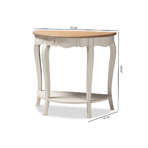 Baxton Studio Cordelia Country Cottage Farmhouse Greyish Beige and Natural Brown Finished Console Table
