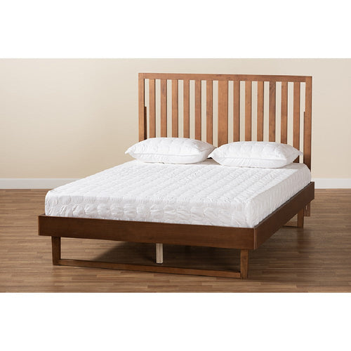 Baxton Studio Marin Modern and Contemporary Walnut Brown Finished Wood Queen Size Platform Bed