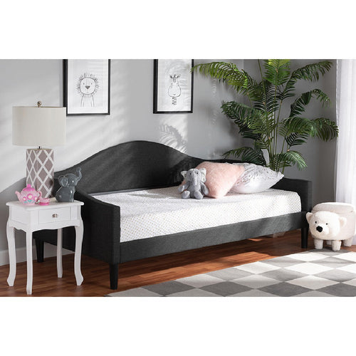 Baxton Studio Milligan Modern and Contemporary Charcoal Fabric Upholstered and Dark Brown Finished Wood Full Size Daybed
