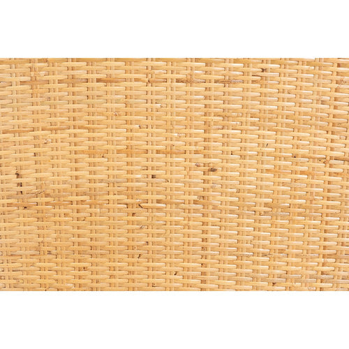 bali & pari Monaco Modern Bohemian Oak Brown Finished Mahogany Wood and Natural Rattan Dining Chair