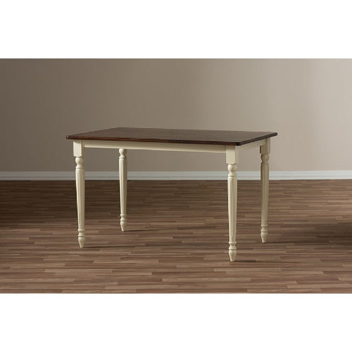 Baxton Studio Napoleon French Country Cottage Buttermilk and "Cherry" Brown Finishing Wood Dining Table