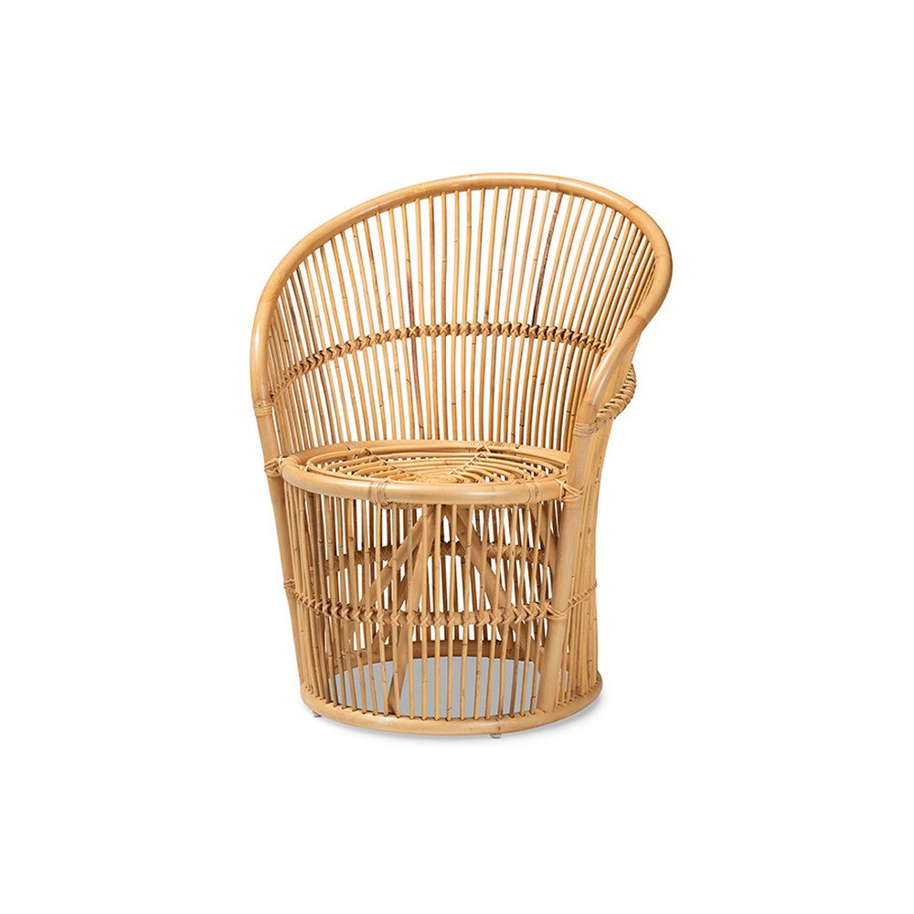 bali & pari Narva Modern Bohemian Natural Brown Rattan Accent Chair WHI-Narva-Rattan-CC
