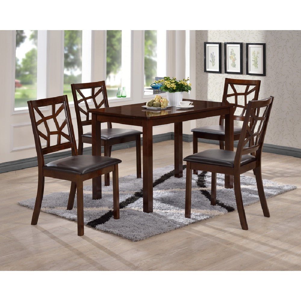 Baxton Studio Mozaika Black Leather Contemporary 5-Piece Dining Set
