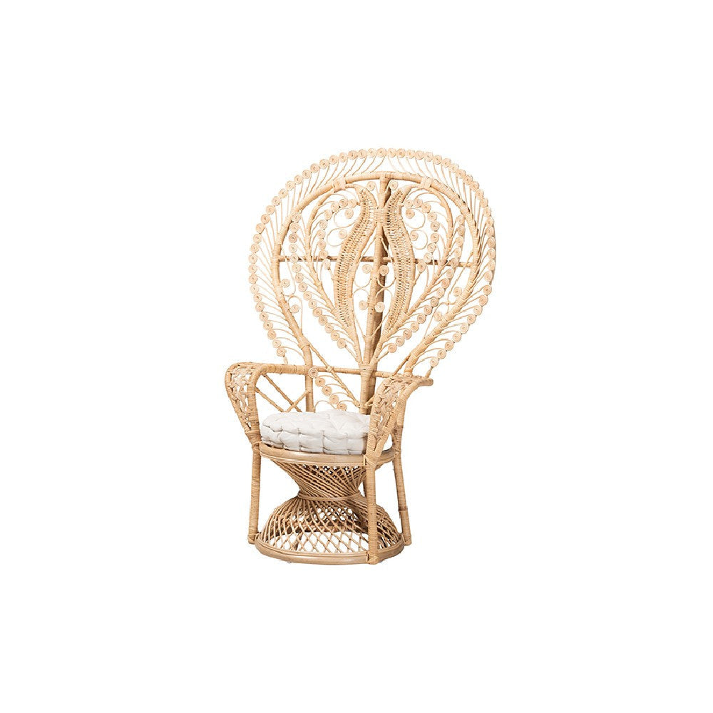 bali & pari Fedra Modern Bohemian Natural Brown Rattan Peacock Accent Chair WHI-Peacock-006-Rattan-AC