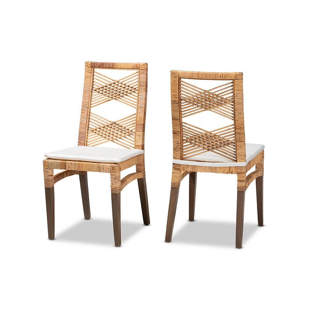 bali & pari Poltak Modern Bohemian Natural Brown Rattan Dining Chair WHI-Poltak-Rattan-DC