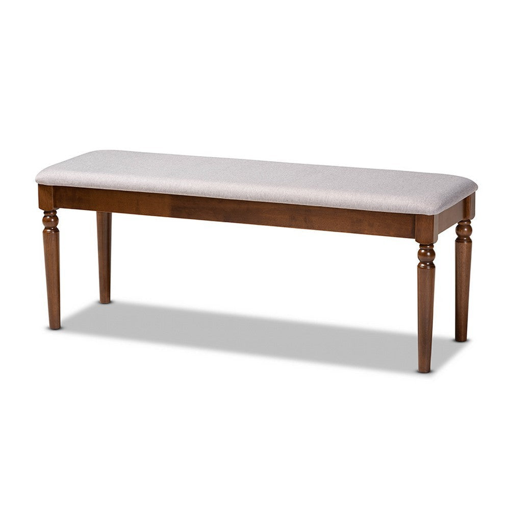 Baxton Studio Giovanni Modern and Contemporary Grey Fabric Upholstered and Walnut Brown Finished Wood Dining Bench