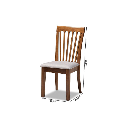 Baxton Studio Minette Modern and Contemporary Grey Fabric Upholstered Walnut Brown Finished Wood 2-Piece Dining Chair Set