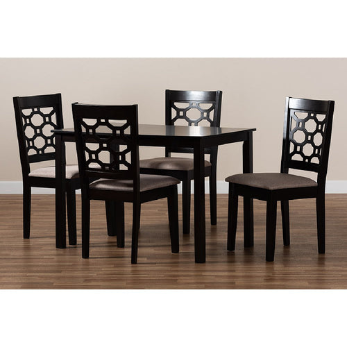 Baxton Studio Henry Modern and Contemporary Sand Fabric Upholstered and Dark Brown Finished Wood 5-Piece Dining Set