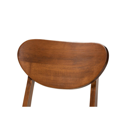 Baxton Studio Damara Mid-Century Modern Grey Fabric Upholstered and Walnut Brown Finished Wood 5-Piece Dining Set