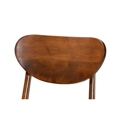 Baxton Studio Katya Mid-Century Modern Sand Fabric Upholstered and Walnut Brown Finished Wood 5-Piece Dining Set