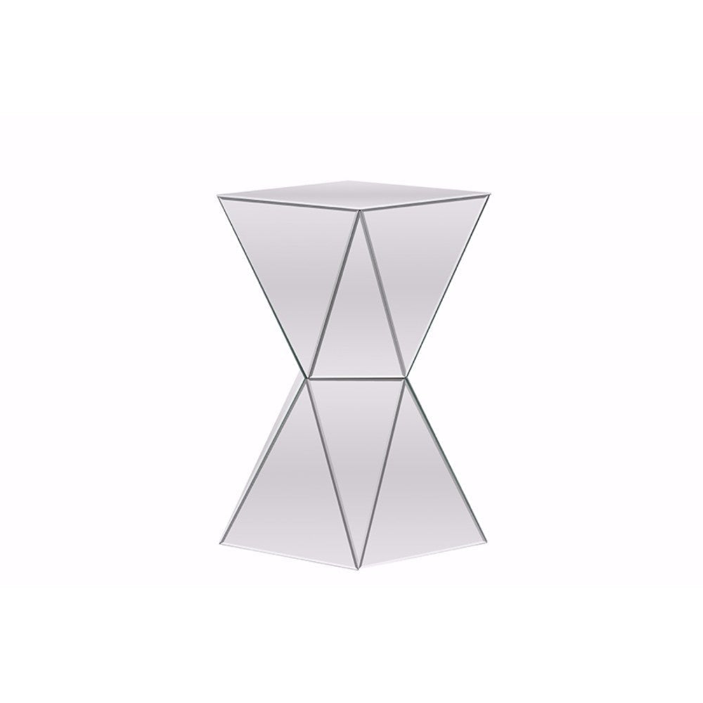 Baxton Studio Rebecca Contemporary Multi-Faceted Mirrored Side Table WHI-RS1764