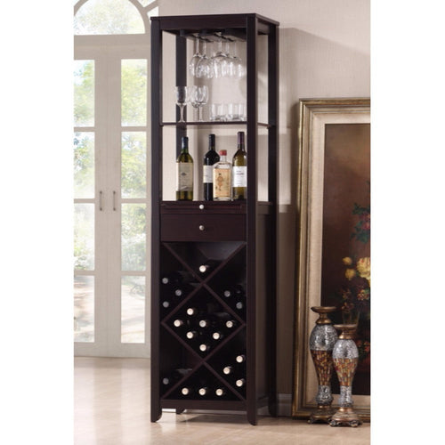 Baxton Studio Austin Brown Wood Modern Wine Tower