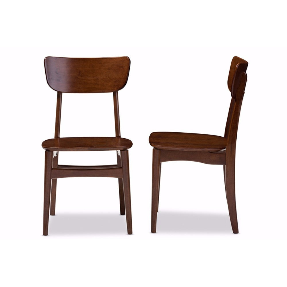 Baxton Studio Netherlands Mid-century Modern Scandinavian Style Dark Walnut Bent Wood Dining Side Chair (Set of 2) WHI-RT365-CHR