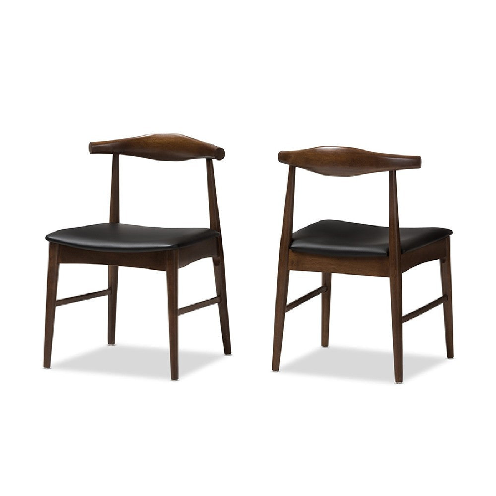 Baxton Studio Winton Mid-Century Modern Walnut Wood Dining Chair (Set of 2) WHI-RT514-CHR