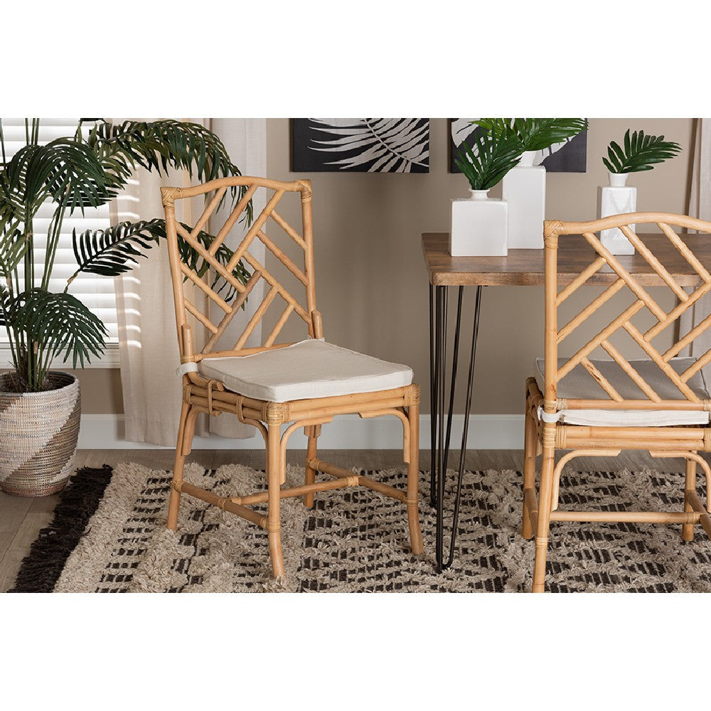 bali & pari Rio Modern Bohemian Natural Brown Rattan Dining Chair WHI-Rio-Rattan-DC