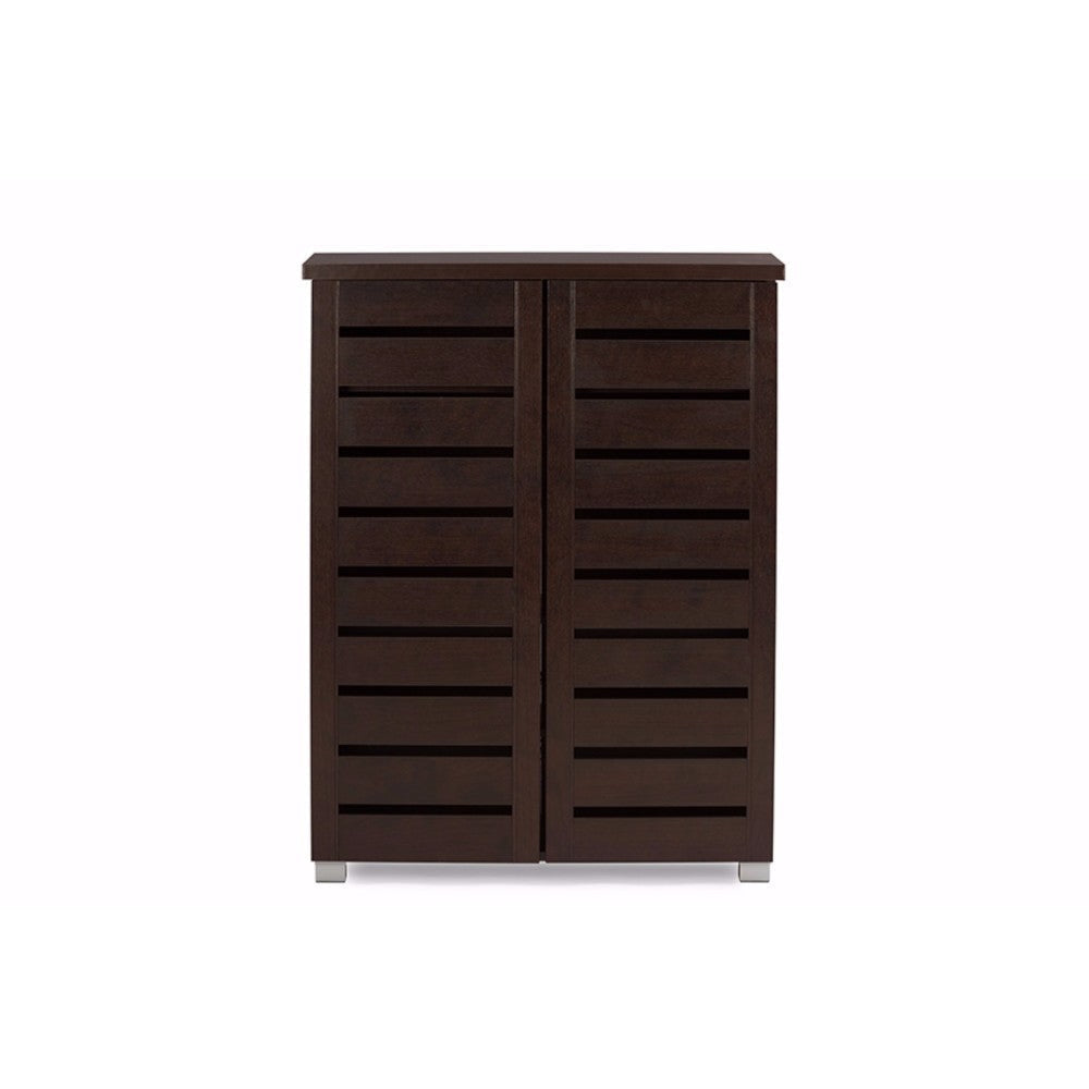Baxton Studio Adalwin Modern and Contemporary 2-Door Dark Brown Wooden Entryway Shoes Storage Cabinet
