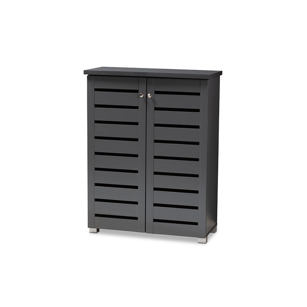 Baxton Studio Adalwin Modern and Contemporary Dark Gray 2-Door Wooden Entryway Shoe Storage Cabinet
