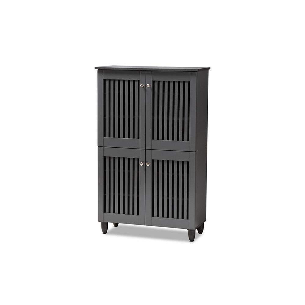 Baxton Studio Fernanda Modern and Contemporary Dark Gray 4-Door Wooden Entryway Shoe Storage Cabinet WHI-SC864574-A-Dark-Grey-Shoe-Cabinet