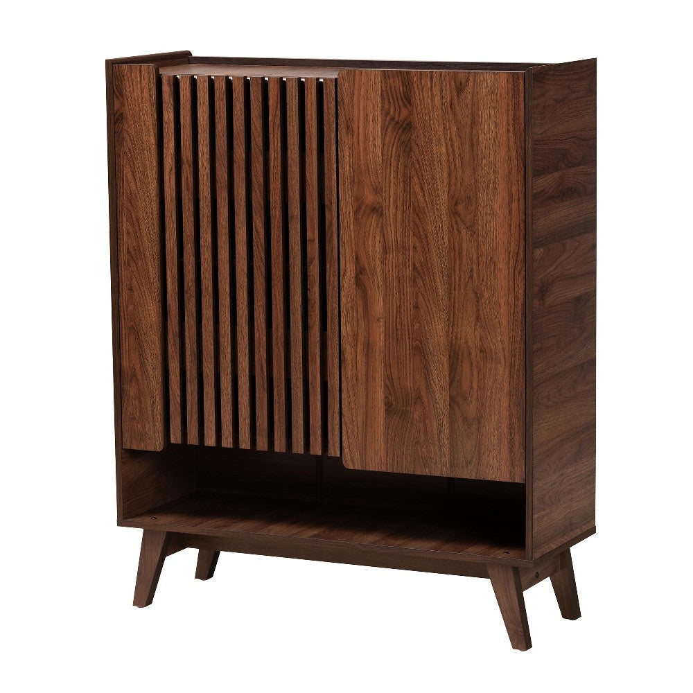 Baxton Studio Paricia Mid-Century Modern Walnut Brown Finished Wood Shoe Cabinet WHI-SESC70340WI-CLB-Shoe-Cabinet