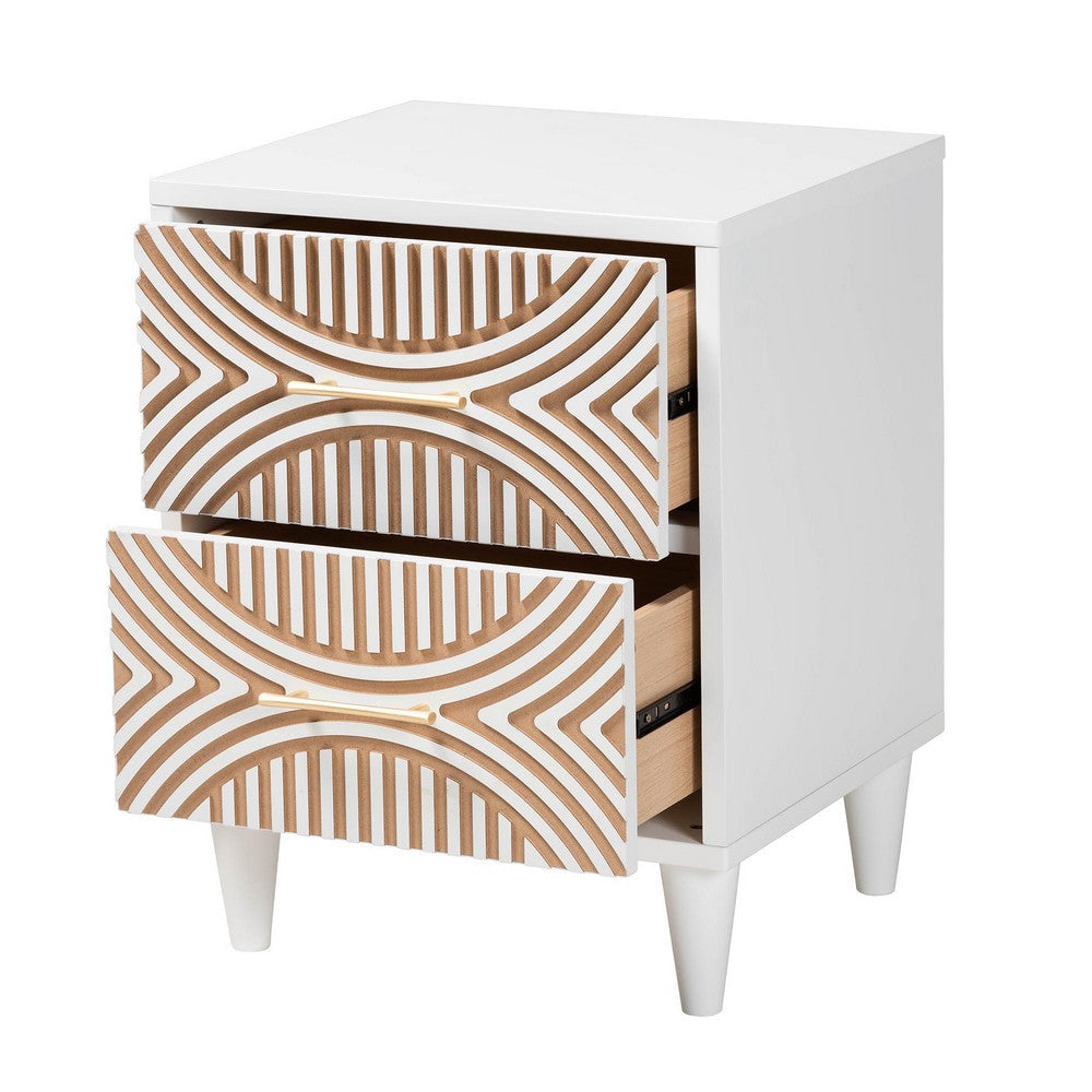 Baxton Studio Louetta Carved Contrasting Nightstand WHI-SW8000-63NS2D-2DW-White-Nightstand