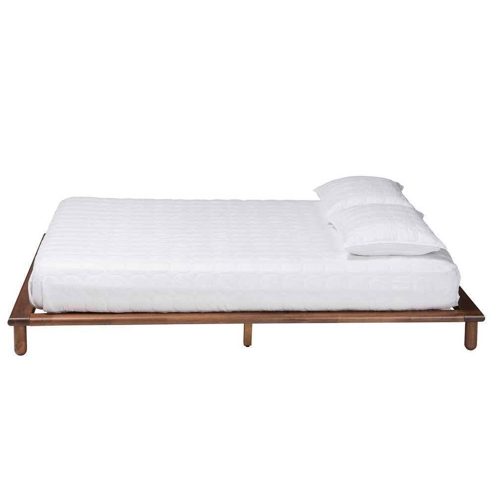 Baxton Studio Alivia Mid-Century Modern Walnut Brown Finished Wood King Size Bed Frame WHI-SW8539-Walnut-King