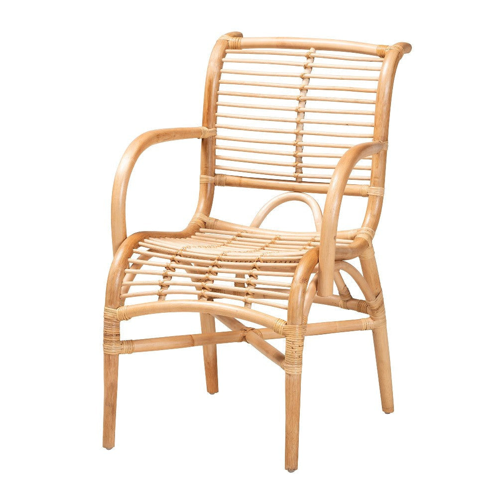 bali & pari Seminyak Modern Bohemian Natural Rattan Lounge Chair WHI-Seminyak-Rattan-Lounge-Chair