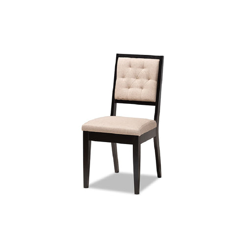 Baxton Studio Suvi Modern and Contemporary Sand Fabric Upholstered and Dark Brown Finished Wood 5-Piece Dining Set