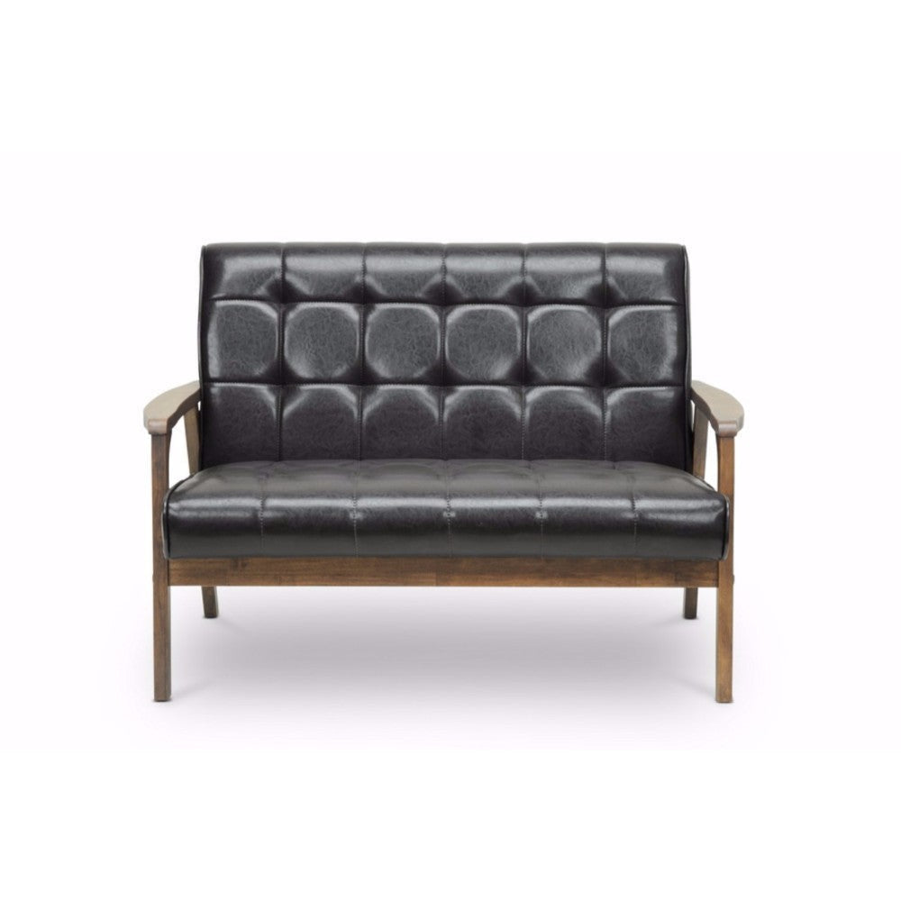 Baxton Studio Mid-Century Masterpieces Loveseat-Brown WHI-TOGO-LS-109-541