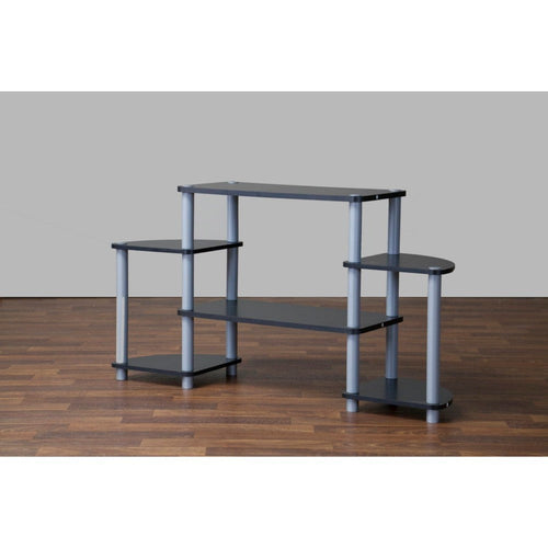 Baxton Studio Orbit Black and Silver 3-Tier TV Stand