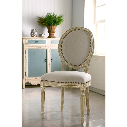 Baxton Studio Clairette Wood Traditional French Accent Chair-Round