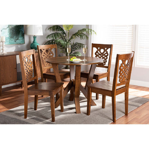 Baxton Studio Valda Modern and Contemporary Transitional Walnut Brown Finished Wood 5-Piece Dining Set