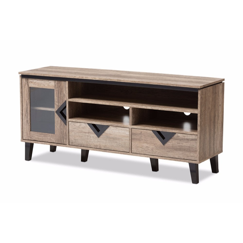 Baxton Studio Cardiff Modern and Contemporary Light Brown Wood 55-Inch TV Stand WHI-W-1512